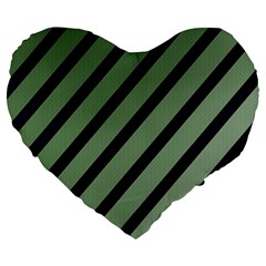 Green Elegant Lines Large 19  Premium Flano Heart Shape Cushions