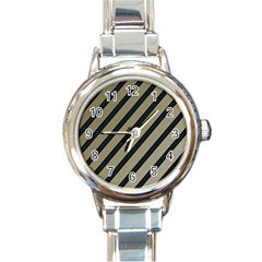 Decorative Elegant Lines Round Italian Charm Watch