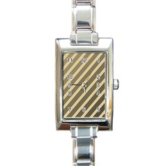 Golden Elegant Lines Rectangle Italian Charm Watch by Valentinaart