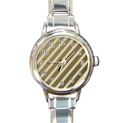 Golden Elegant Lines Round Italian Charm Watch