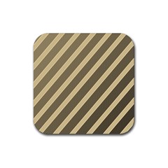 Golden Elegant Lines Rubber Coaster (square)  by Valentinaart