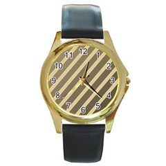 Golden Elegant Lines Round Gold Metal Watch by Valentinaart