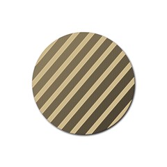 Golden Elegant Lines Rubber Coaster (round)  by Valentinaart