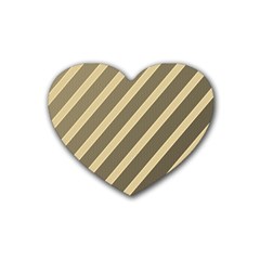 Golden Elegant Lines Rubber Coaster (heart)  by Valentinaart