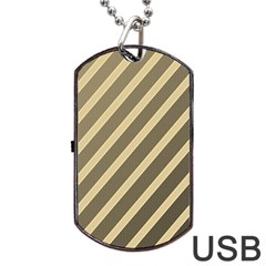 Golden Elegant Lines Dog Tag Usb Flash (two Sides) 