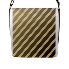 Golden Elegant Lines Flap Messenger Bag (l)  by Valentinaart