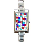 Colorful cubes  Rectangle Italian Charm Watch Front