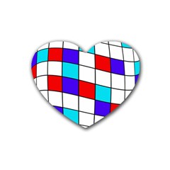 Colorful cubes  Rubber Coaster (Heart) 