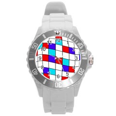 Colorful Cubes  Round Plastic Sport Watch (l) by Valentinaart