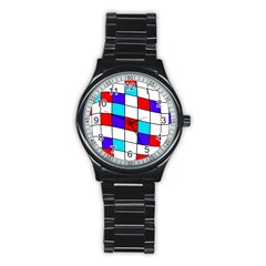 Colorful cubes  Stainless Steel Round Watch