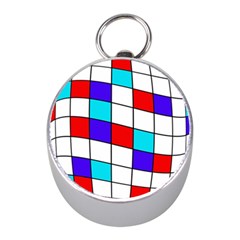 Colorful Cubes  Mini Silver Compasses