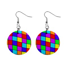 Colorful Cubes Mini Button Earrings