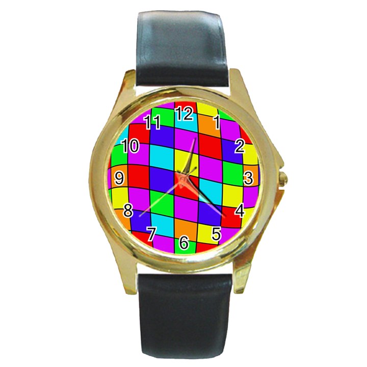 Colorful cubes Round Gold Metal Watch