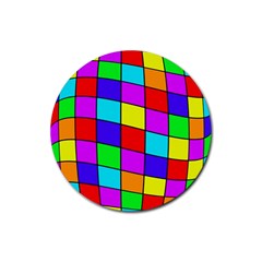 Colorful Cubes Rubber Coaster (round) 