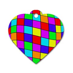 Colorful Cubes Dog Tag Heart (one Side)