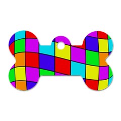 Colorful Cubes Dog Tag Bone (one Side)