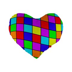 Colorful Cubes Standard 16  Premium Heart Shape Cushions