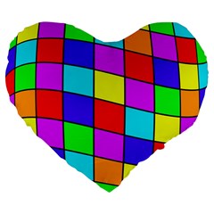 Colorful Cubes Large 19  Premium Heart Shape Cushions by Valentinaart