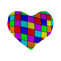 Colorful Cubes Standard 16  Premium Flano Heart Shape Cushions