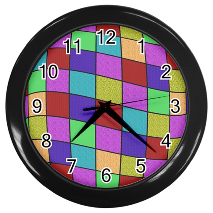 Colorful cubes  Wall Clocks (Black)