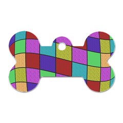 Colorful Cubes  Dog Tag Bone (two Sides) by Valentinaart