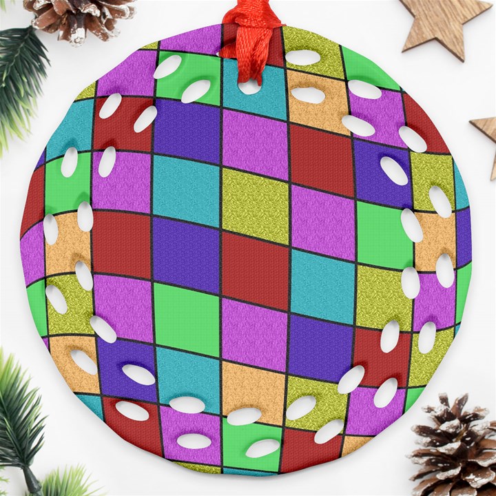 Colorful cubes  Round Filigree Ornament (2Side)