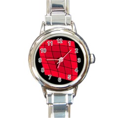 Red Abstraction Round Italian Charm Watch