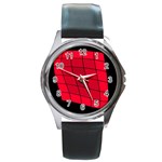 Red abstraction Round Metal Watch Front