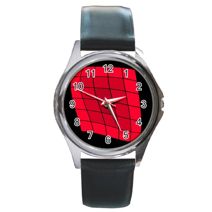 Red abstraction Round Metal Watch