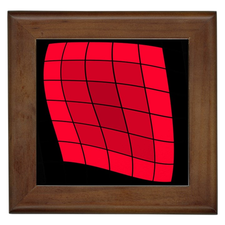 Red abstraction Framed Tiles