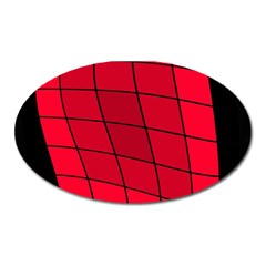 Red Abstraction Oval Magnet by Valentinaart