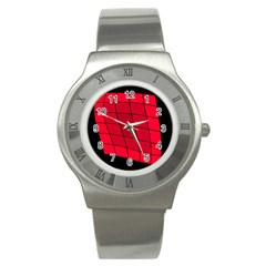 Red Abstraction Stainless Steel Watch