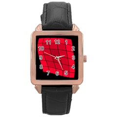 Red Abstraction Rose Gold Leather Watch 