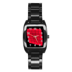 Red Abstraction Stainless Steel Barrel Watch by Valentinaart