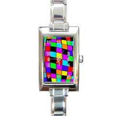 Colorful Cubes  Rectangle Italian Charm Watch by Valentinaart