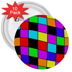 Colorful Cubes  3  Buttons (10 Pack) 