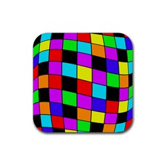 Colorful Cubes  Rubber Coaster (square)  by Valentinaart