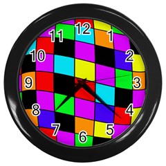 Colorful Cubes  Wall Clocks (black) by Valentinaart