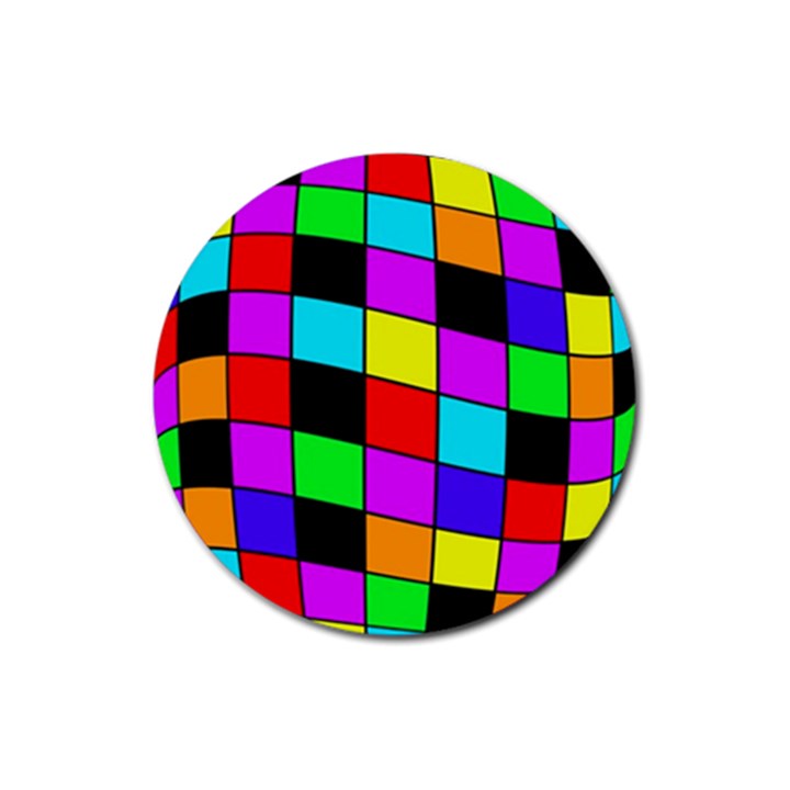 Colorful cubes  Rubber Round Coaster (4 pack) 