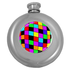 Colorful Cubes  Round Hip Flask (5 Oz)