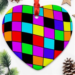 Colorful Cubes  Heart Ornament (2 Sides)