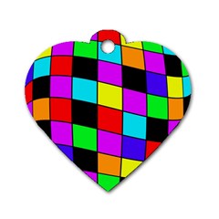 Colorful Cubes  Dog Tag Heart (two Sides)