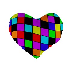 Colorful Cubes  Standard 16  Premium Flano Heart Shape Cushions