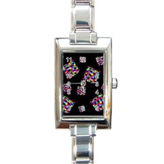 Flying  Colorful Cubes Rectangle Italian Charm Watch by Valentinaart