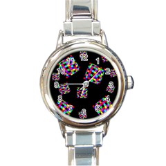 Flying  Colorful Cubes Round Italian Charm Watch