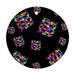 Flying  Colorful Cubes Ornament (round) 