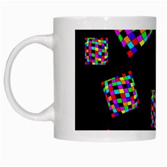 Flying  Colorful Cubes White Mugs