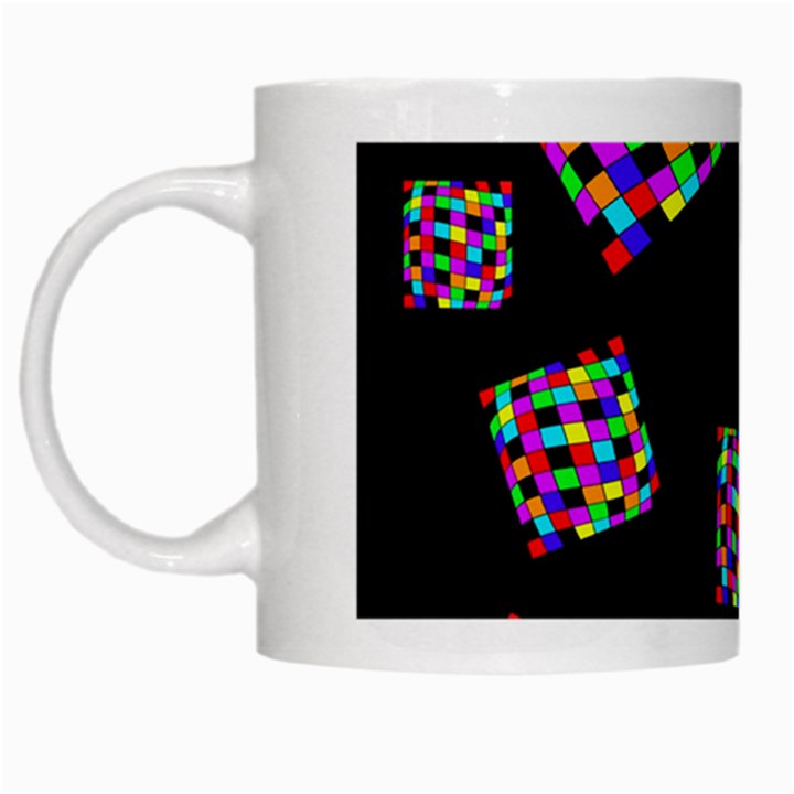 Flying  colorful cubes White Mugs