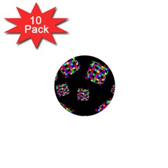 Flying  Colorful Cubes 1  Mini Buttons (10 Pack)  by Valentinaart