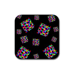 Flying  Colorful Cubes Rubber Coaster (square) 